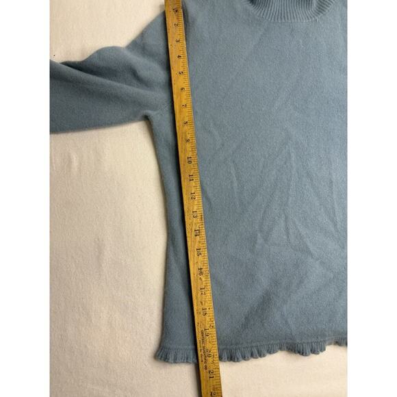 Ladies Vintage 90’s Baby Blue Wool Ruffle Turtleneck Sweater Size Small0 - Picture 6 of 6